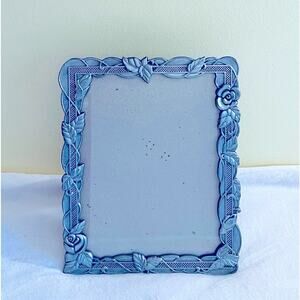 Vintage 1980s DECOREL Pewter Photo Picture Frame Rose Floral Embossed Ornate
